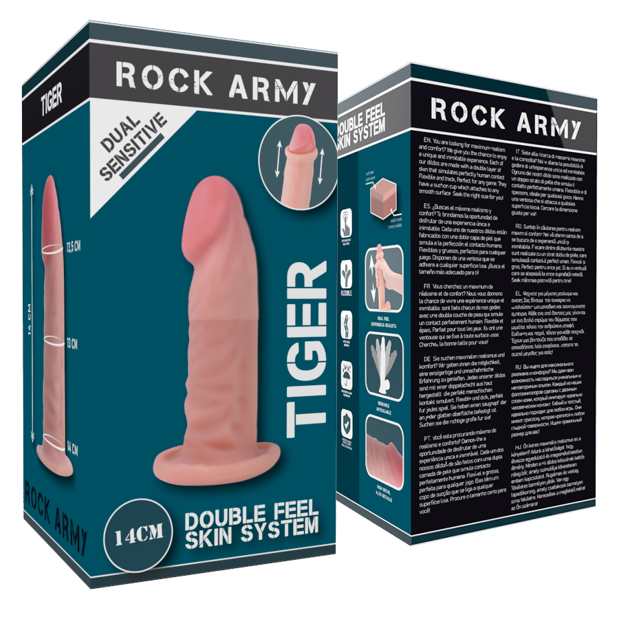 Realistische Dildo - Dual Density Tiger 14 cm - afbeelding 8