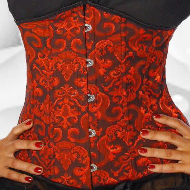 Onderbust taillecorset zwart barok print rood