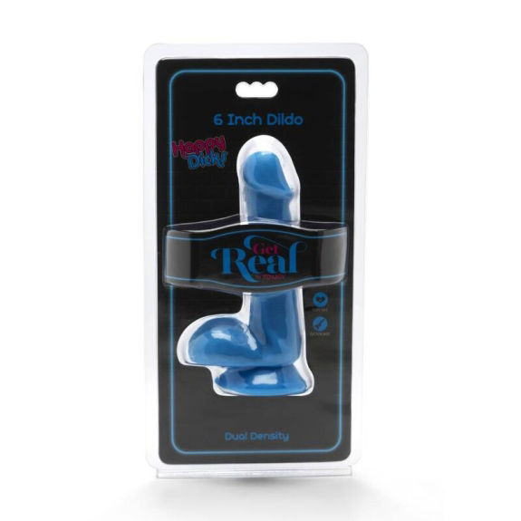 Get real - Happy Dicks Dildo Met Ballen 12 cm Blauw
