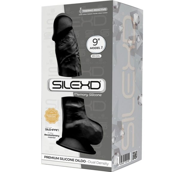 Model 1 Realistische Penis Premium Silicone Zwart 23 cm