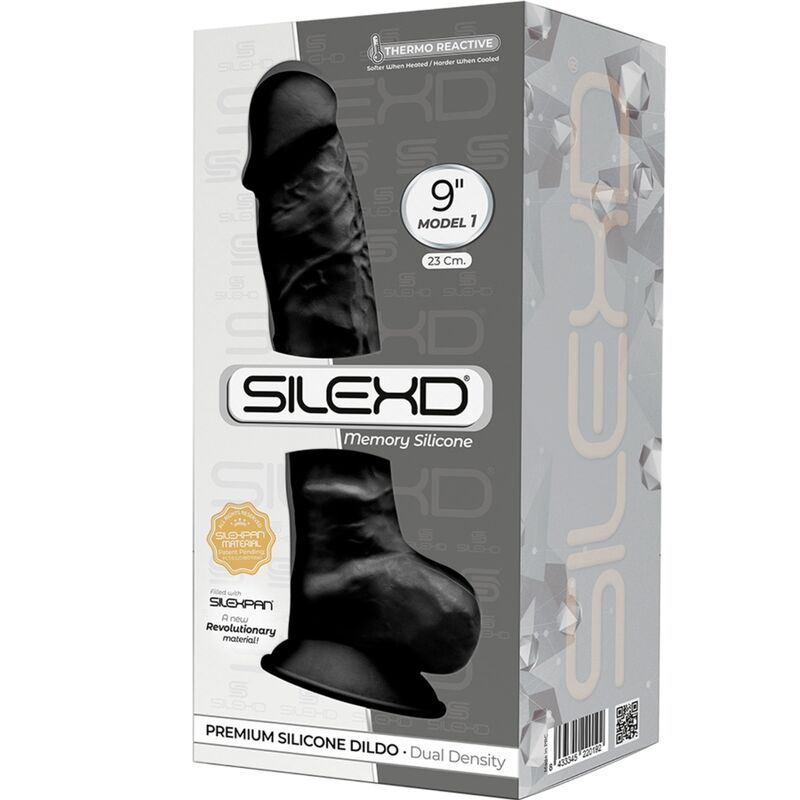 Model 1 Realistische Penis Premium Silicone Zwart 23 cm - afbeelding 3