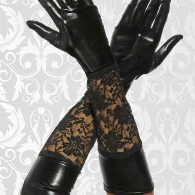 Wetlook-handschoenen met kant