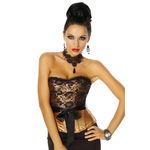 Corset goud met zwart kanten top