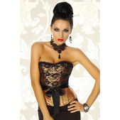 Corset goud met zwart kanten top