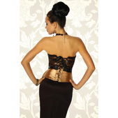 Corset goud met zwart kanten top
