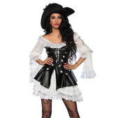 Piraten kostuum leerlook corset