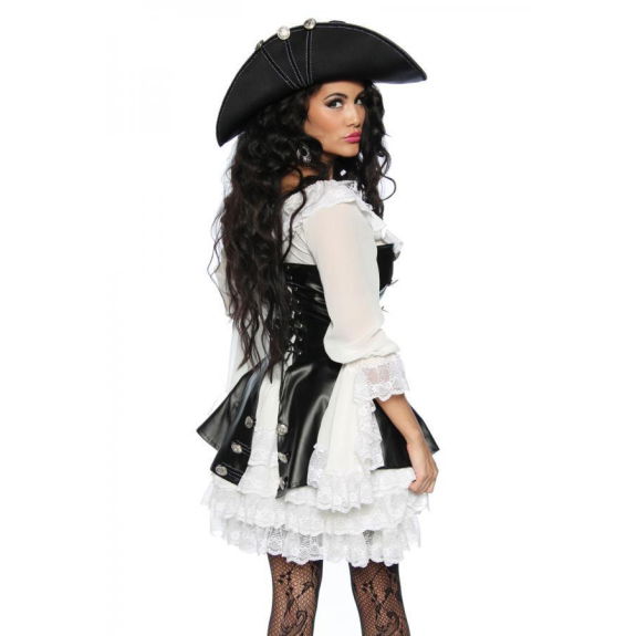 Piraten kostuum leerlook corset