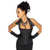 Zwart corset barokprint met kraag