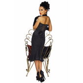 Zwart corset barokprint met kraag