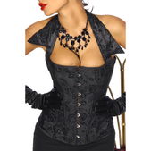 Zwart corset barokprint met kraag