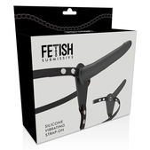 Submissieve Harnas met Vibrator - Zwart Siliconen 15 cm