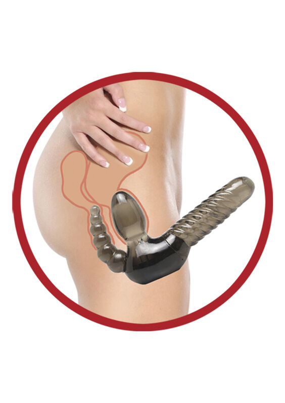 Strapless dubbele dildo met anale stimulator - afbeelding 4