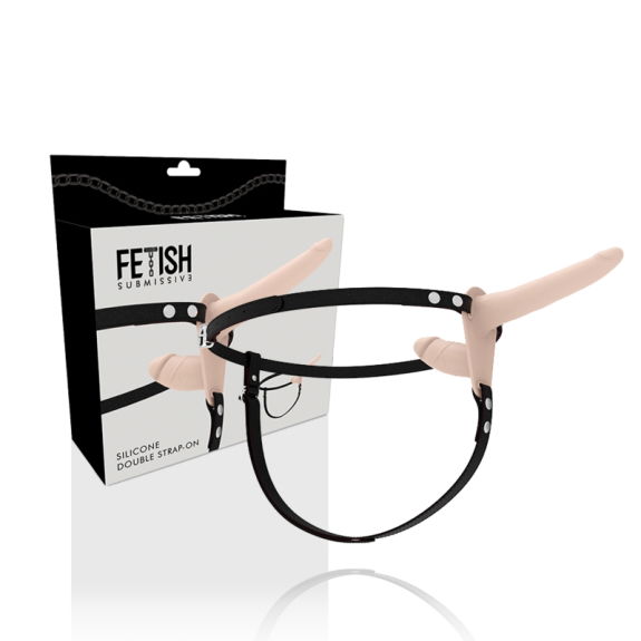 Fetish Submissive Harness - Dubbele Penetratie Flesh