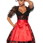Dirndl zwart/rood bloemen Dirndl zwart/rood bloemen