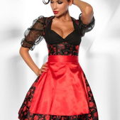 Dirndl zwart/rood bloemen