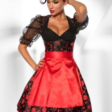 Dirndl zwart/rood bloemen