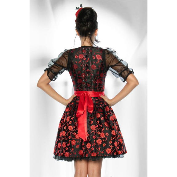 Dirndl zwart/rood bloemen