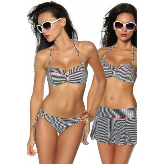 Push-up bikini gestreept zwart-wit