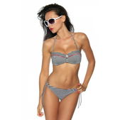 Push-up bikini gestreept zwart-wit