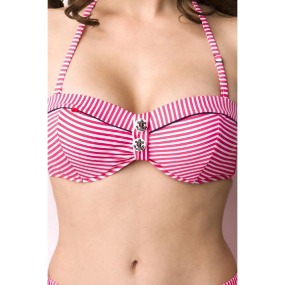 Push-up bikini gestreept rood-wit