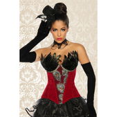 Burlesque corset zwart-rood