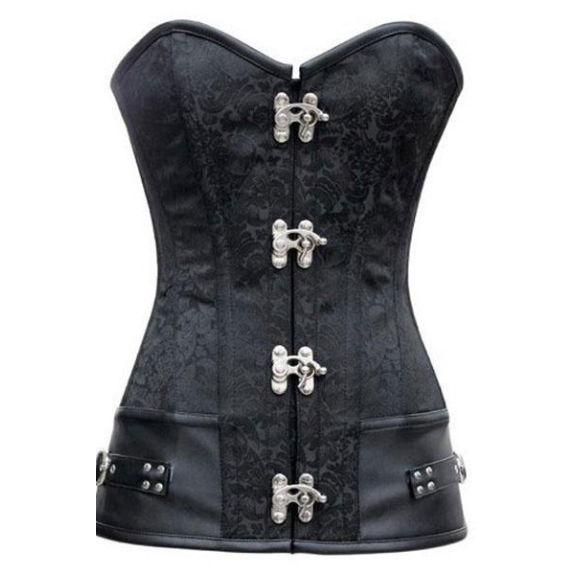 Longline corset met kunstleer
