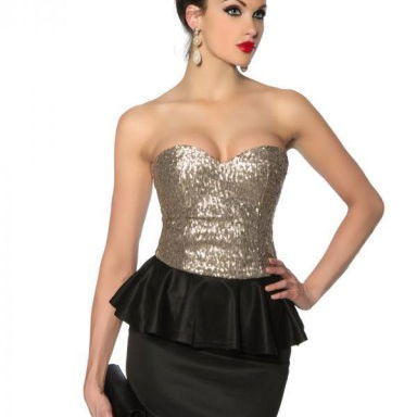 Strapless jurk met pailletten zwart