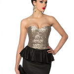 Strapless jurk met pailletten zwart Strapless jurk met pailletten zwart