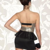 Strapless jurk met pailletten zwart