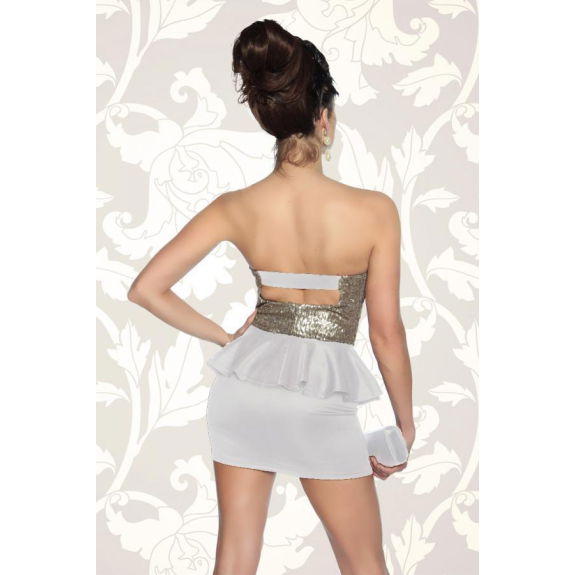 Strapless jurk met pailletten wit