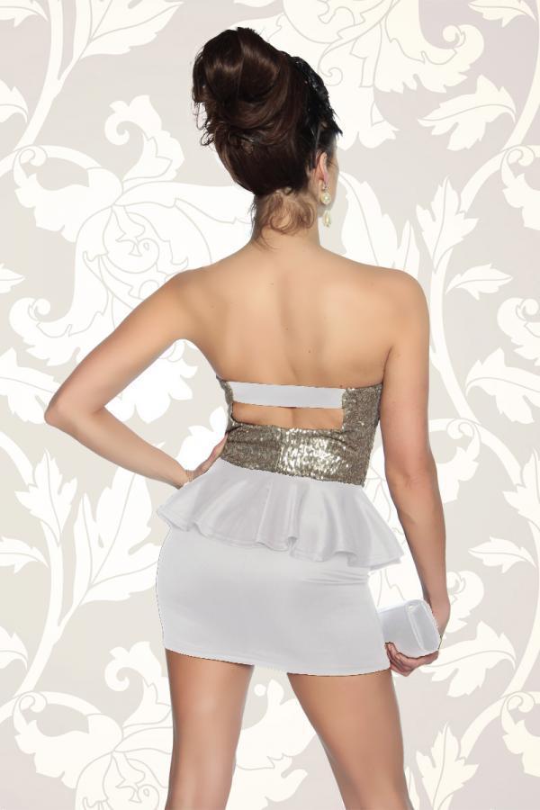 Strapless jurk met pailletten wit - afbeelding 2
