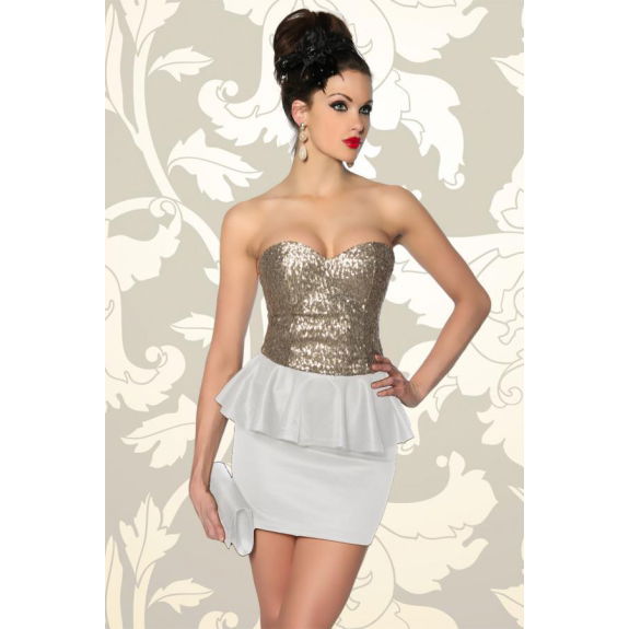 Strapless jurk met pailletten wit