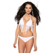 Bikini met franjes wit