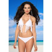 Bikini met franjes wit