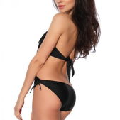 Monokini met franjes zwart