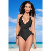 Monokini met franjes zwart