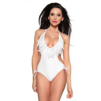Monokini met franjes wit