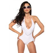 Monokini met franjes wit