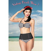 Vintage bandeau-bikini gestreept