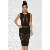 Partyjurk open mesh zwart