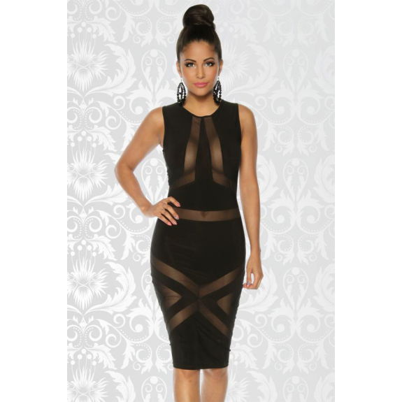 Partyjurk open mesh zwart