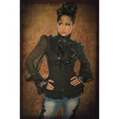 Blouse met jabot zwart