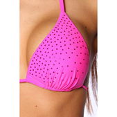 Roze triangelbikini met strass steentjes