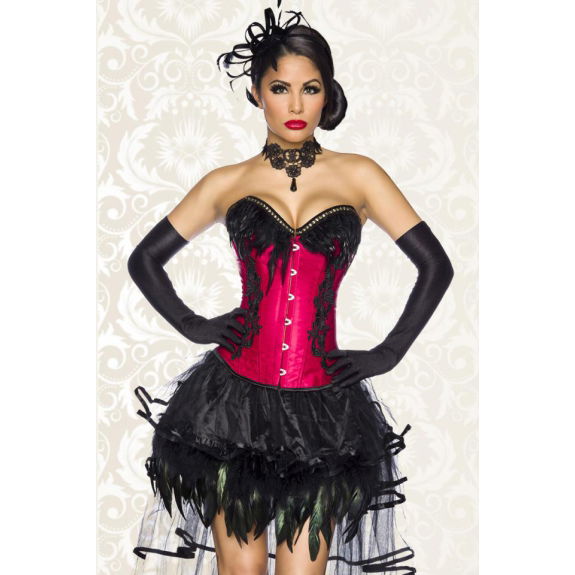 Burlesque corset zwart-rood
