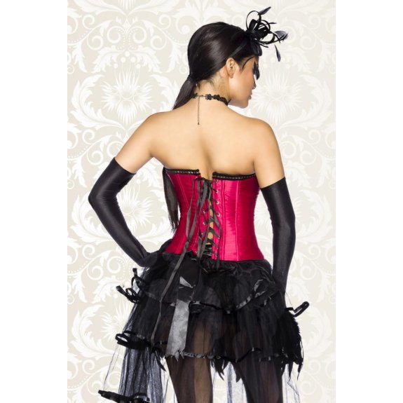 Burlesque corset zwart-rood