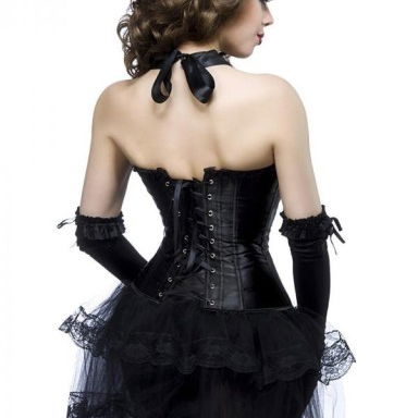 Burlesque satijnen corset zwart