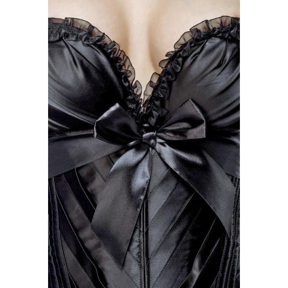 Burlesque satijnen corset zwart