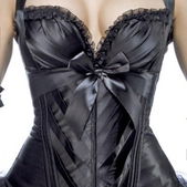 Burlesque satijnen corset zwart