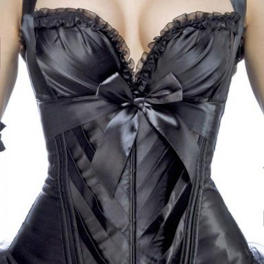 Burlesque satijnen corset zwart