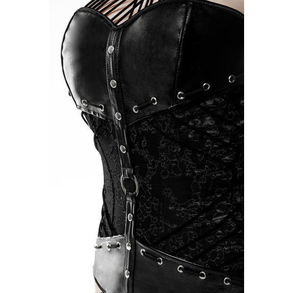 Corset set met slip kunstleer